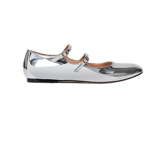 Urban Outfitters - NWOB Silver Double Strap Mary Jane Flats Sz 9 - Picture 2 of 9